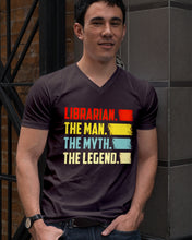 Load image into Gallery viewer, Vintage Funny Librarian The Man The Myth The Legend Gift For Friends Guys V-Neck
