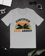 Load image into Gallery viewer, Certified Book Addicts Retro Vintage Gift For Books Lovers Guys Tee

