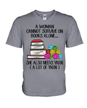 Load image into Gallery viewer, A Woman Cannot Survive On Book Alone She Also Needs Yarn Trending Guys V-Neck
