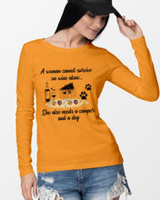 Load image into Gallery viewer, A Woman Cannot Survive On Wine Alone She Also Needs A Camper And A Dog Unisex Long Sleeve
