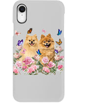 Load image into Gallery viewer, Peonies Garden Butterflies Pomeranian Gift For Dog Lovers Phone case
