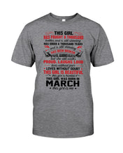 Load image into Gallery viewer, This Girl Has Fought A Thousand This Girl Was Born In March Guys Tee
