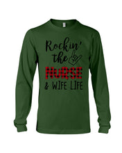 Load image into Gallery viewer, Vintage Funny Rockin' The Nurse And Wife Life Custom Unisex Long Sleeve
