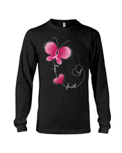 Load image into Gallery viewer, Butterfly Faith Breast Cancer Awareness Meaningful Gift Unisex Long Sleeve
