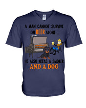 Load image into Gallery viewer, A Man Loves Beer And Dachshund Gift For Dog Lovers Guys V-Neck
