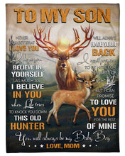 Load image into Gallery viewer, This Old Hunter Will Have Your Back Deer Mom Gift For Son Fleece Blanket
