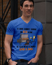 Load image into Gallery viewer, A Man Loves Beer And Dachshund Gift For Dog Lovers Guys V-Neck

