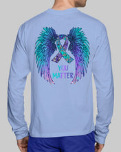 Load image into Gallery viewer, You Matter Ribbon Awareness With Angel Wings Unisex Long Sleeve

