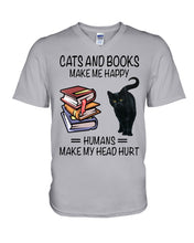 Load image into Gallery viewer, Cats And Books Make Me Happy - Cats And Books Lovers Gifts Guys V-Neck
