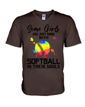 Load image into Gallery viewer, Some Girl Are Just With Softball In Their Souls Gift For Softball Lovers Guys V-Neck
