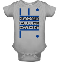 Load image into Gallery viewer, New Order Facd 501981 Movement Simple Unique Custom Design Baby Onesie
