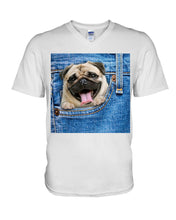 Load image into Gallery viewer, baby Pug In Denim Pocket Gift For Dog Lovers Guys V-Neck
