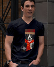 Load image into Gallery viewer, Santa Border Collie In Stock Gift For Dog Lovers Guys V-Neck
