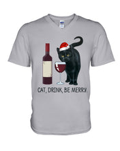 Load image into Gallery viewer, Cat Drink And Be Merry Meaningful Gift For Women Guys V-Neck
