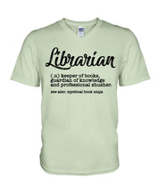 Load image into Gallery viewer, Librarian Keeper Of Books Guardian Of Knowledge Custom Gift For Librarian Guys V-Neck
