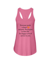 Load image into Gallery viewer, Everyone Needs A Smart Sarcastic Norwegian In Their Life Custom Design Ladies Flowy Tank
