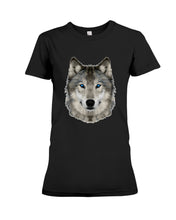 Load image into Gallery viewer, Wolf's Face Simple  Unique Custom Design For Animal Lovers Ladies Tee
