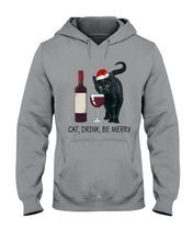 Load image into Gallery viewer, Cat Drink And Be Merry Meaningful Gift For Women Hoodie
