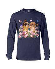 Load image into Gallery viewer, Pekingese With Peonies Gift For Dog Lovers Unisex Long Sleeve
