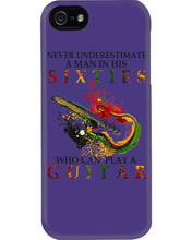 Load image into Gallery viewer, Never Underestimate A 60 Year Old Man Can Play A Guitar Phone case
