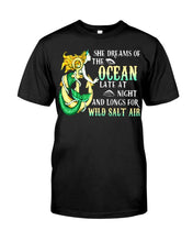 Load image into Gallery viewer, She Dreams Of The Ocean Late At Night And Longs For Wild Salt Air Guys Tee
