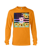 Load image into Gallery viewer, Pig America Flag Sunflower Special Custom Design Unisex Long Sleeve
