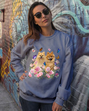 Load image into Gallery viewer, Peonies Garden Butterflies Pomeranian Gift For Dog Lovers Sweatshirt
