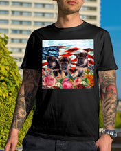 Load image into Gallery viewer, American Flag Sky Flower German Shepherd Gift For Dog Lovers Guys Tee
