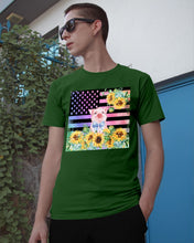 Load image into Gallery viewer, Pig America Flag Sunflower Special Custom Design Guys Tee
