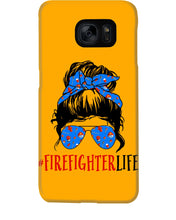 Load image into Gallery viewer, Firefighter Make You Life Safe Lady With Blue Ribbonhead Gift For Women Phone case
