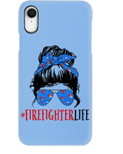 Load image into Gallery viewer, Firefighter Make You Life Safe Lady With Blue Ribbonhead Gift For Women Phone case
