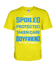 Load image into Gallery viewer, I'm Just Loved Protected And Well Taken Care Of By The Best Boyfriend Guys V-Neck
