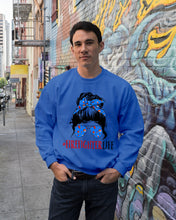 Load image into Gallery viewer, Firefighter Make You Life Safe Lady With Blue Ribbonhead Gift For Women Sweatshirt
