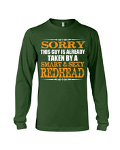 Load image into Gallery viewer, Sorry This Guy Is Already Taken By A Smart And Sexy Redhead Gift For Men Unisex Long Sleeve
