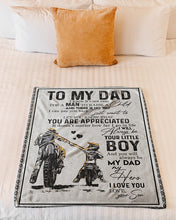 Load image into Gallery viewer, You Are Appreciated With Motorcycle Gift From Son To Dad Fleece Blanket
