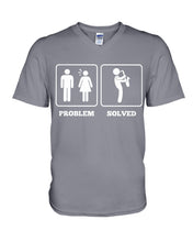 Load image into Gallery viewer, Vintage Funny Problem And Solved Gift For Saxophone Musicians Guys V-Neck
