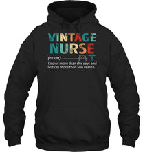 Load image into Gallery viewer, Vintage Nurse Knows More Than She Says And Notices More Than You Realize Hoodie
