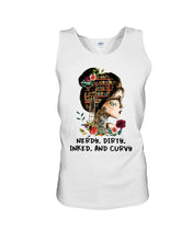 Load image into Gallery viewer, Nerdy Dirty Inked And Curvy Funny Gift For Friends Unisex Tank Top
