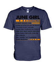 Load image into Gallery viewer, June Girl Facts Very Friendly But Dangerous Custom Design Guys V-Neck
