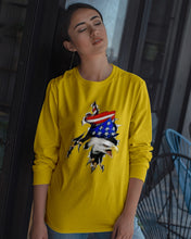 Load image into Gallery viewer, Eagle Giant Scratch USA Flag Gift For Women Unisex Long Sleeve
