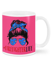 Load image into Gallery viewer, Firefighter Make You Life Safe Lady With Blue Ribbonhead Gift For Women Mug
