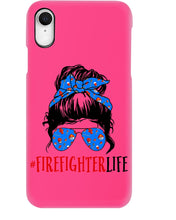 Load image into Gallery viewer, Firefighter Make You Life Safe Lady With Blue Ribbonhead Gift For Women Phone case
