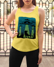 Load image into Gallery viewer, UFA Dinosaur T Rex Sky Full Of Stars Ladies Flowy Tank

