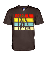 Load image into Gallery viewer, Vintage Funny Librarian The Man The Myth The Legend Gift For Friends Guys V-Neck
