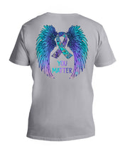 Load image into Gallery viewer, You Matter Ribbon Awareness With Angel Wings Guys V-Neck
