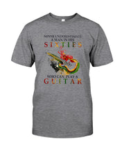 Load image into Gallery viewer, Never Underestimate A 60 Year Old Man Can Play A Guitar Guys Tee
