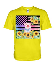 Load image into Gallery viewer, Pig America Flag Sunflower Special Custom Design Guys V-Neck
