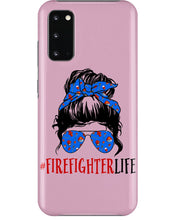 Load image into Gallery viewer, Firefighter Make You Life Safe Lady With Blue Ribbonhead Gift For Women Phone case
