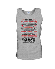 Load image into Gallery viewer, This Girl Has Fought A Thousand This Girl Was Born In March Unisex Tank Top

