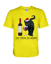 Load image into Gallery viewer, Cat Drink And Be Merry Meaningful Gift For Women Guys V-Neck
